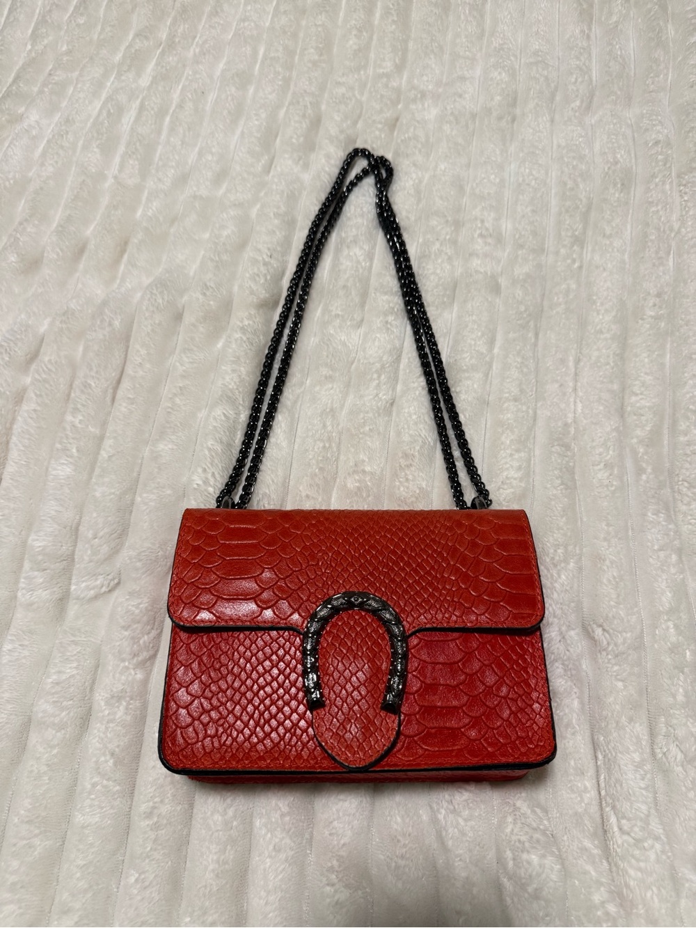 Made in Italy Burnt Orange Genuine Leather Embossed Shoulder Bag- Never Used